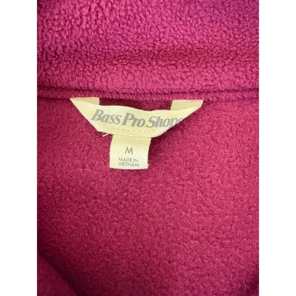 Bass Pro Shops Fleece Jacket Full‎ Zip Pockets Burgundy Plum Medium - Image 3