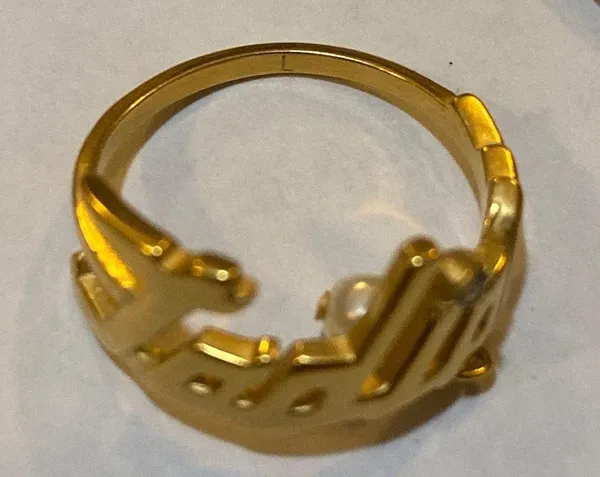 Dior J'ADIOR RING Gold-Finish Metal with a White Resin Pearl and a White Crystal - Image 3