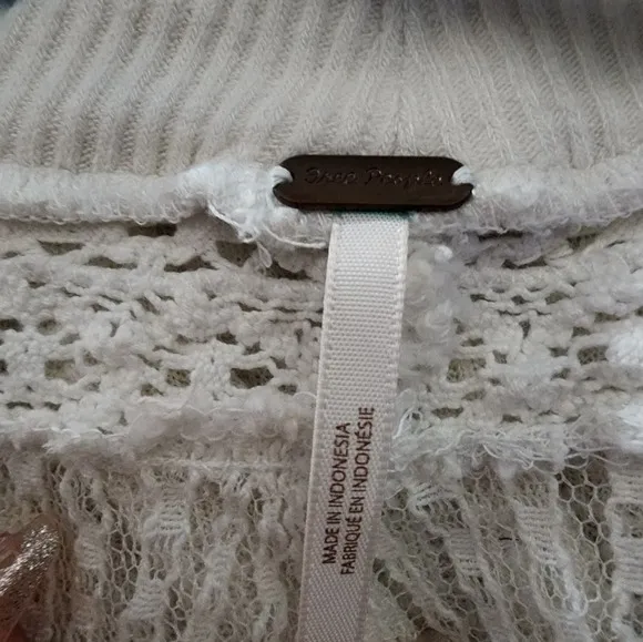 Free People Oversized Distressed Thermal - White, Size Small - Image 3