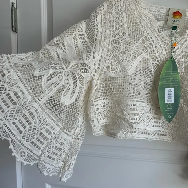 Farm‎ Rio Guipire Lace Blouse Off White Size XS NWT - Image 7
