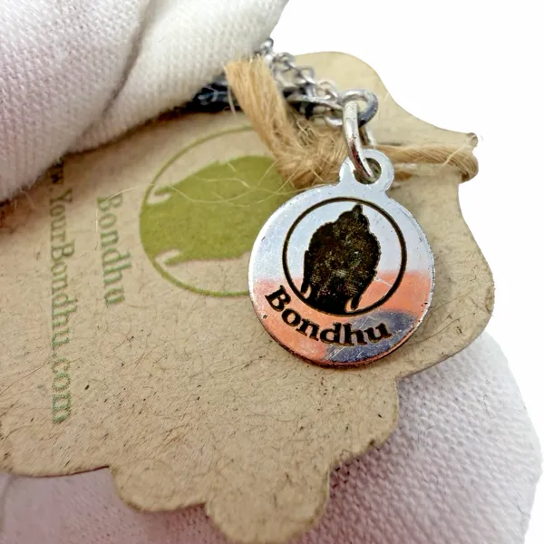 Bondhu Opalite Moon Pendant Necklace Silver Tone Crescent Charm Flaw - Image 3