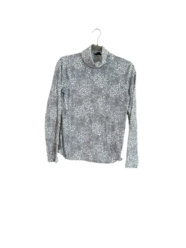 Women's J.Crew Long Sleeve Mock Neck Tee, Size M, White and Black Polka Dot - Image 2