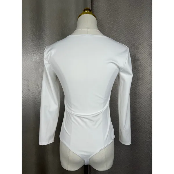 Intimately Free People White Square Neck Long Sleeve Bodysuit Small OB1015694 - Image 4