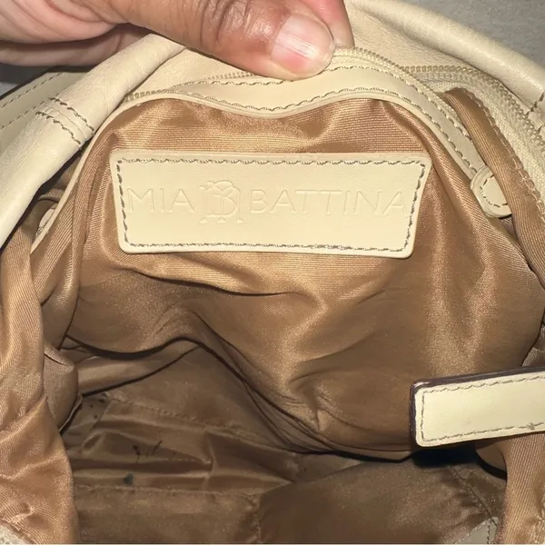 Mia Battina Women's Genuine Leather‎ Cream Bag - Image 5