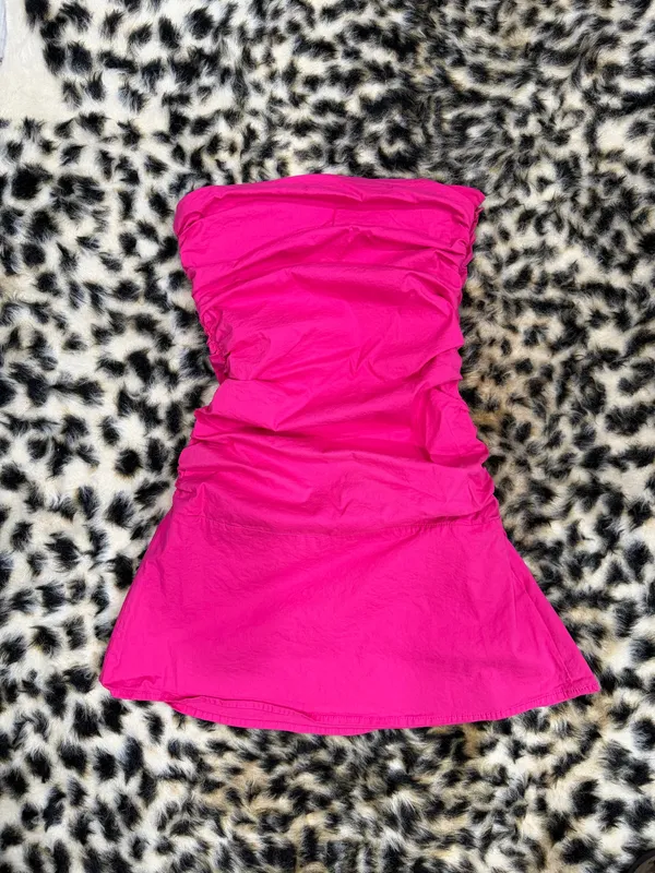 Terry Rouched Pink Peppermayo Mini Dress - Image 3
