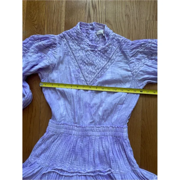 LoveShackFancy Viola Dress In Lavender Lilac Purple Lace Button Back Cotton Sz S - Image 11