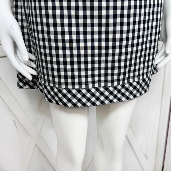 Vineyard Vines Gingham Check Off The Shoulder Shift‎ Mini Dress Black White XS - Image 6
