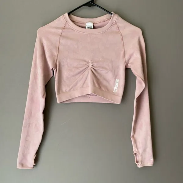 Gymshark sz S pink adapt camo seamless long sleeve crop‎ top - Image 6