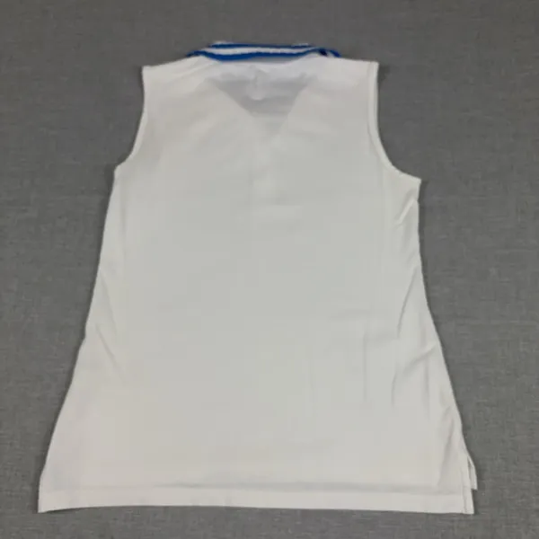 Tory Sport Polo Shirt Womens Medium White Sleeveless Striped Collar Athletic - Image 8