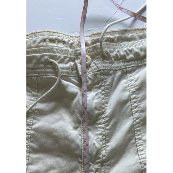 American Eagle Womens Cargo Pants Beige Size 14 Parachute Utility Y2K Drawstring - Image 9