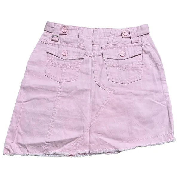 La Decker Pink Denim Floral Embroidered Cargo Skirt Size Small Vintage Y2K - Image 2