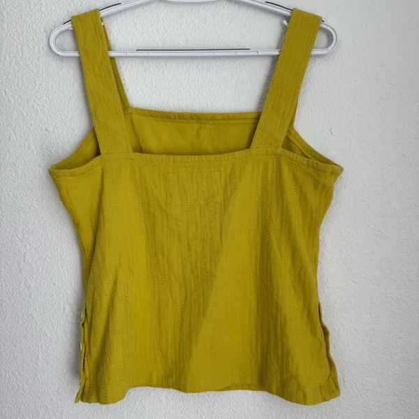 Anthropologie MAEVE Callie Yellow Side Button Tank Top Size M Square Neck Blouse - Image 5