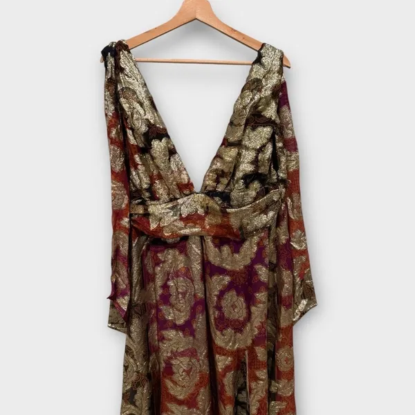 NWT Farm Rio Sleeveless V-Neck Jacquard Lurex A-Line Maxi Dress Size XL - Image 7