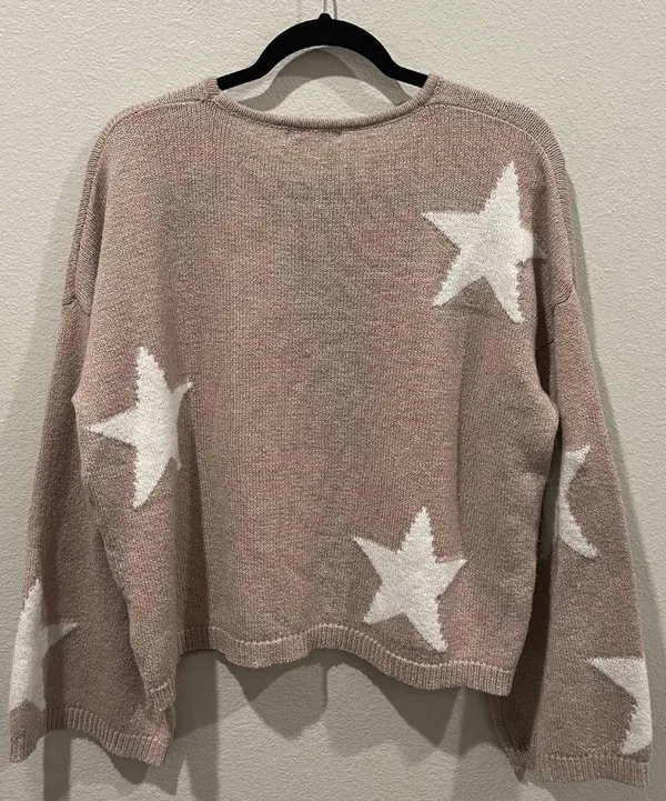SheIn Star Long Sleeve Soft Tan Sweater - Image 2