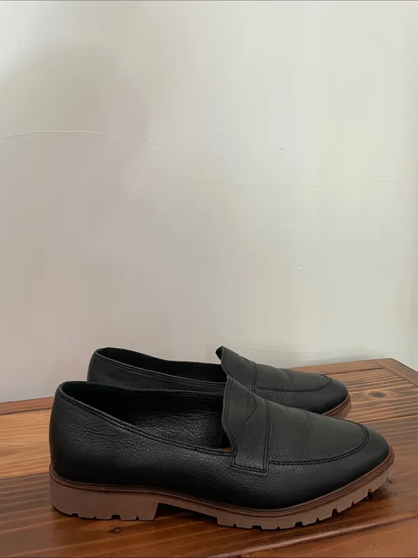 Lucky Brand Women's Tomber Lug Sole Black Leather Loafers Size 10M Minimalist - Image 7