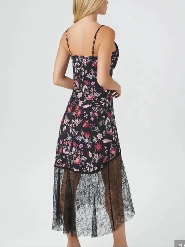 Y2K Lace Floral Maxi Dress Dark Romance Small WhimsyGoth Fairy Grunge NWOT - Image 2