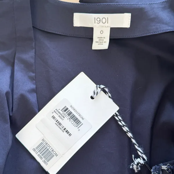NWT 1901 Nordstrom Navy Night Sleeveless Peplum Wrap Top AS389392MI Size 0 - Image 7