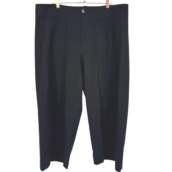 Anthropologie Maeve Colette Black Wide Leg Cropped Pants Size 20W Minimalist - Image 4