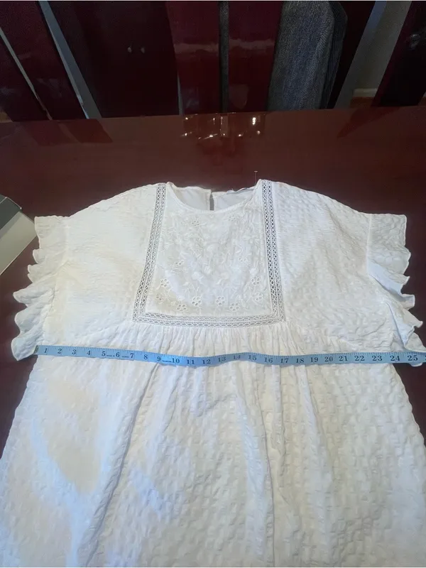 Altar’d State Cove White Embroidered Flutter Sleeve Mini Cotton Dress Boho Sz M - Image 8