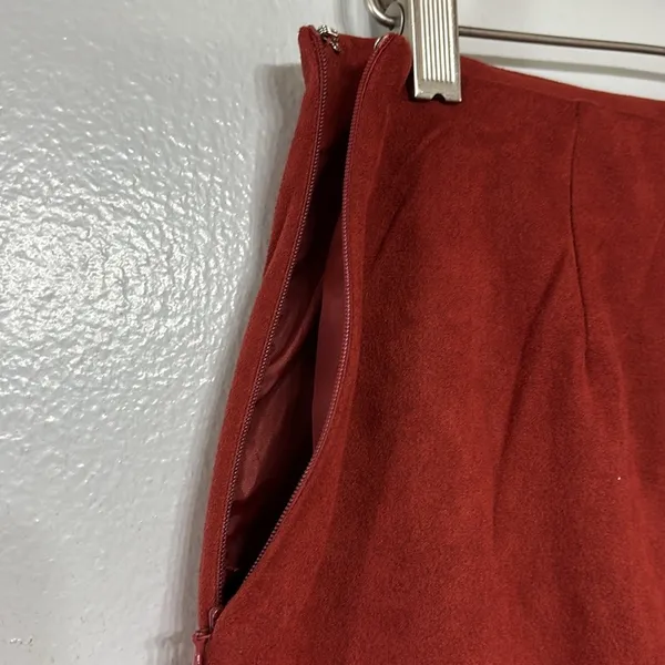Miami Boho Embroidered Rust Red Faux Suede Mini Skirt Size M - Image 6