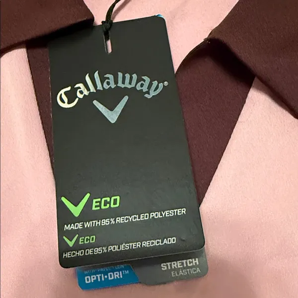 Callaway Women's Pink and Brown Sleeveless Golf Shirt. - Image 3