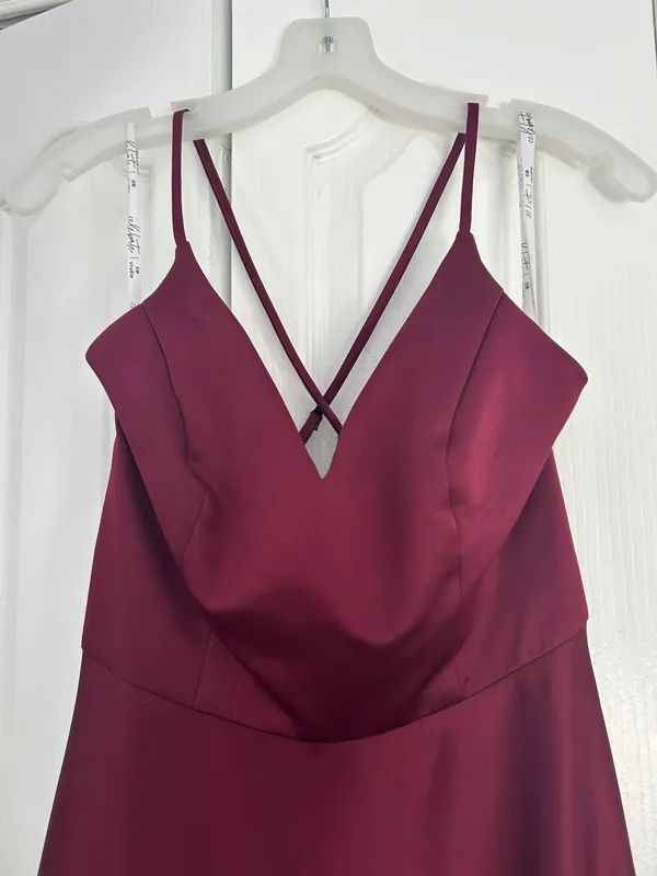David's Bridal Dark Red/maroon Satin Dress - Image 2