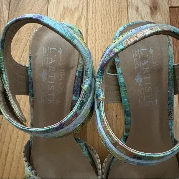 L'ATISTE Multicolor Floral Leather Block Heel Sandals Summer Spring 36 Whimsical - Image 6