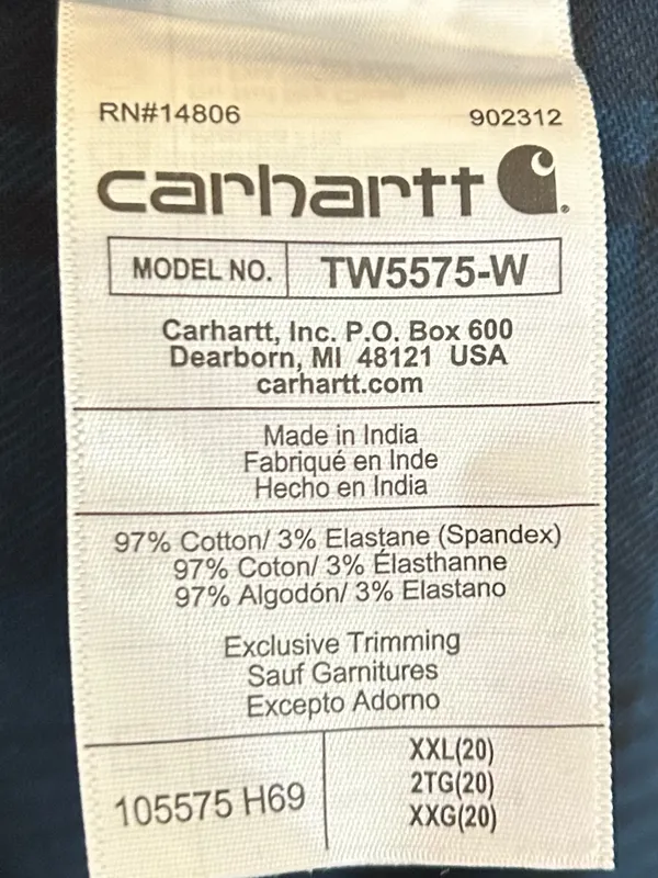Carhartt Womens Rugged Flex Relaxed Fit Flannel Long-Sleeve Plaid Tunic Size XXL - Image 7