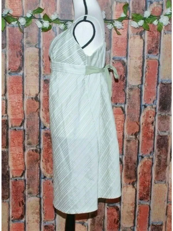 Motherhood Maternity Green & White Striped Sleeveless Empire Waist Dress Size L - Image 4
