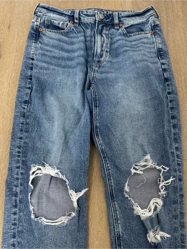 American Eagle Distressed Mom Jean Blue Denim Jeans - Image 2