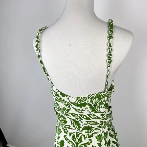 NWOT Farm Rio Floral Delicate Tapestry Linen Drop-Waist Midi Dress Size XL Green - Image 14
