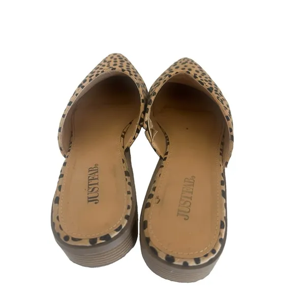 Women's Leopard Print Pointed Toe Mule Heels Slip-On Beige/Black 7.5 boho indie - Image 2