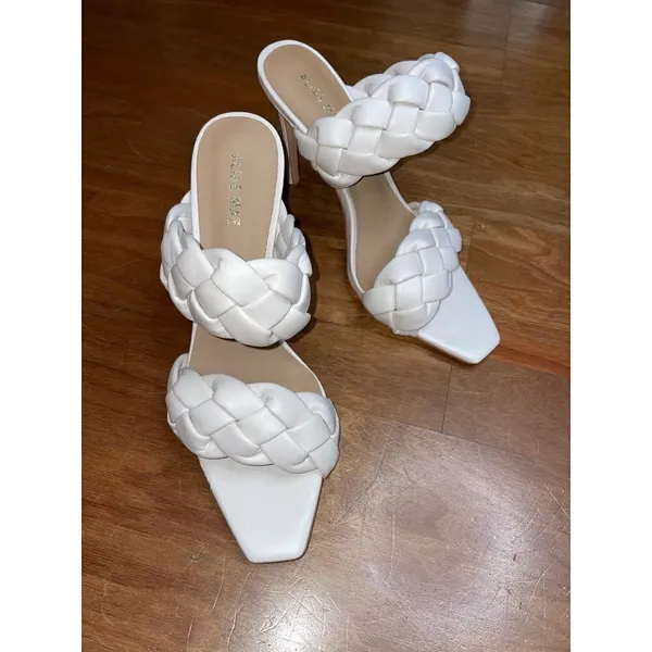 Alias Mae High Heels Isla Mules in Bone 38 7 Womens Braided Sandals - Image 6