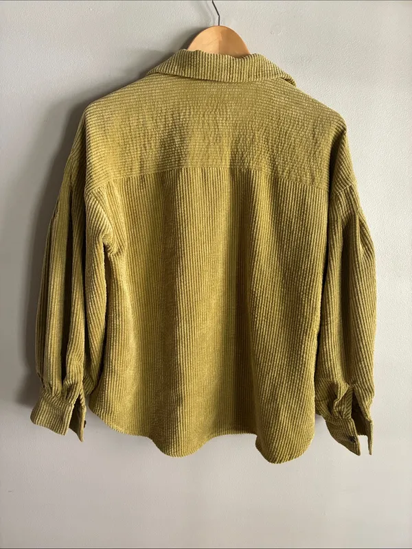 Easel Green Corduroy Shacket Small Oversized Button Front Jacket - Image 5