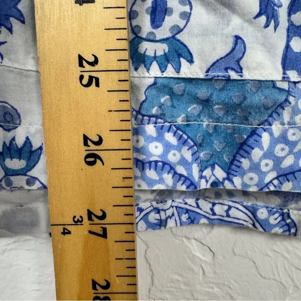 Roller Rabbit Blue White Paisley Floral Long Sleeve Button Down Shirt Womens XL - Image 4