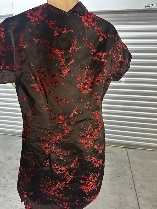 New Qipao Cheongsam Dress Black Red Floral - Image 9