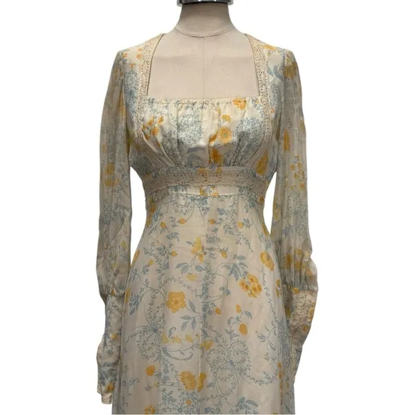 Vintage Gunne Sax 1970s Floral Prairie Maxi Dress Size Small - Image 6