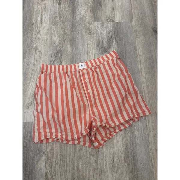 Anthropologie Orange White Striped Cotton Boxer Lounge Shorts Size M - Image 2