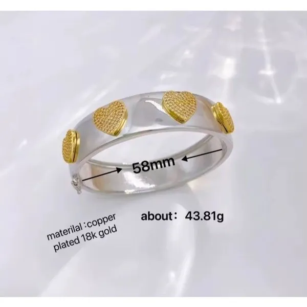 ⁠Silver Ton Star & Heart Hinged Cuff Bracelet Pave Rhinestone Statement Jewelry⁠ - Image 5