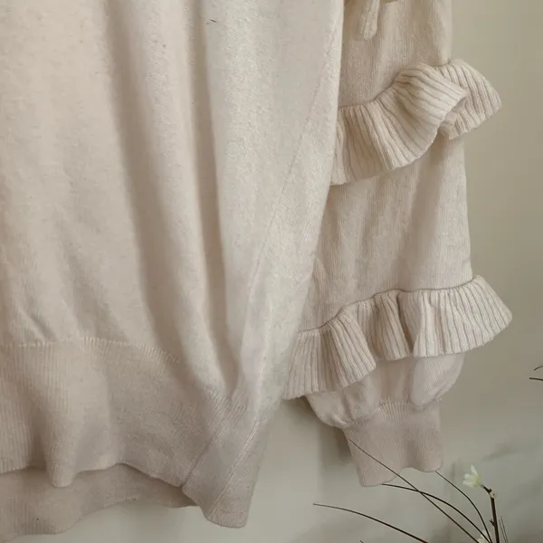 J. Crew crew pullover Cream ruffle sweater - Image 2
