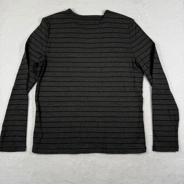 Lauren‎ Ralph Lauren Petite Gray Striped Button Shoulder Long Sleeve Top PL - Image 8