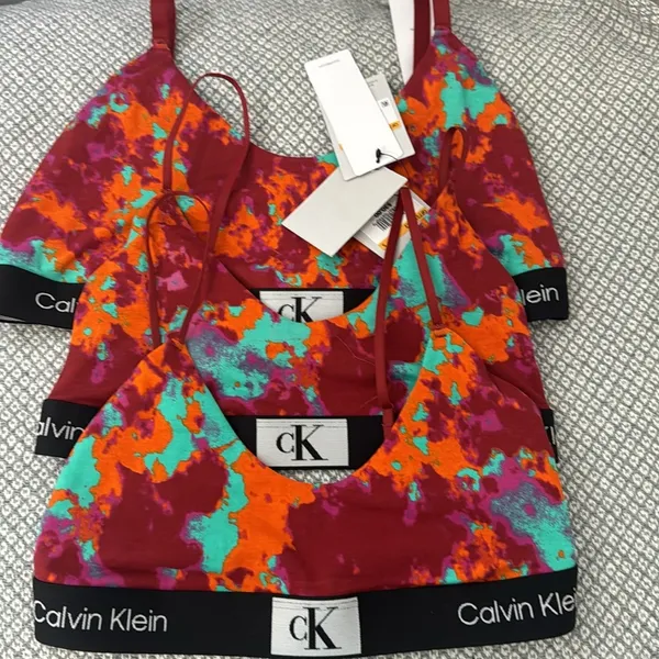 Calvin Klein Multi Colored Marble Print Bralette - Image 5