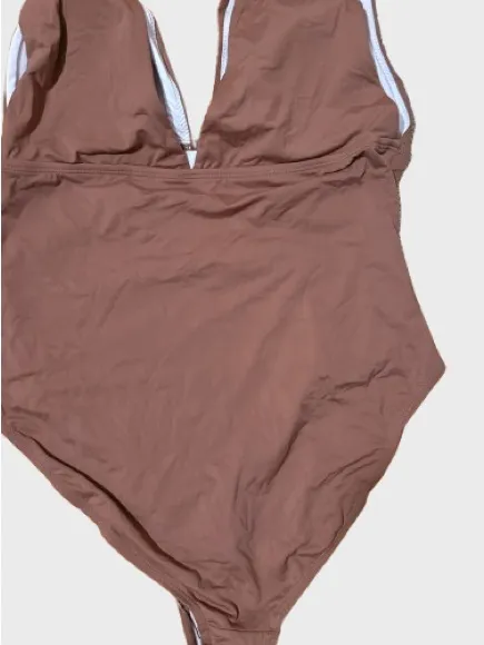 Brown Ruched One-Piece Swimsuit - Classic Women’s Swimwear - Image 4