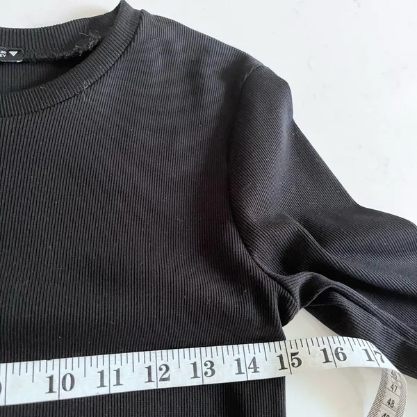 Zara Black Ruffle Tiered Long Sleeve Crewneck Midi Dress size L - Image 5