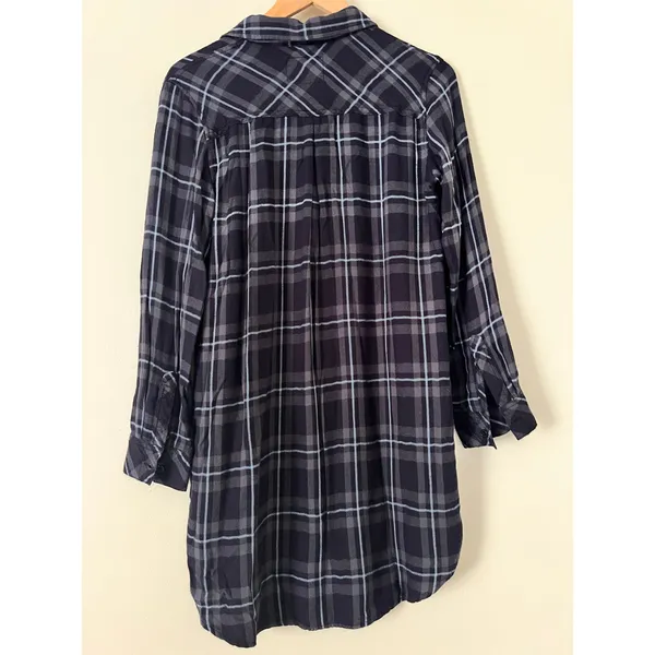Rails Bianca Flannel Shirt Dress Women's‎ Buttondown Small Grey Black Plaid Cozy - Image 6