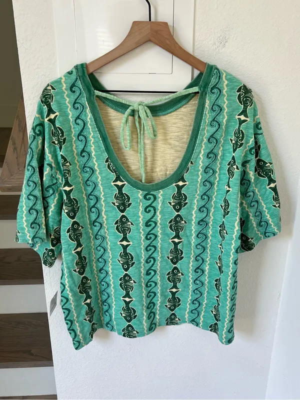 Free People We The Free By The Sea Tee T-Shirt Splash Blue Combo NWT - Image 4