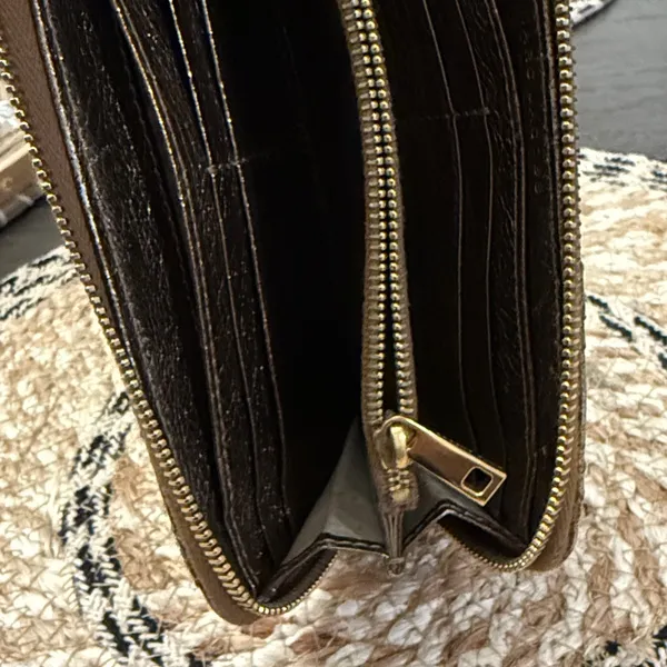 Marc‎ Jacobs Quilted Metallic Bronze Leather Zip Around Continental Wallet - Image 12