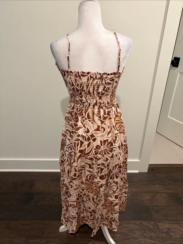 New With Tags BeCool Mocha Floral Midi Dress Sz M - Image 8