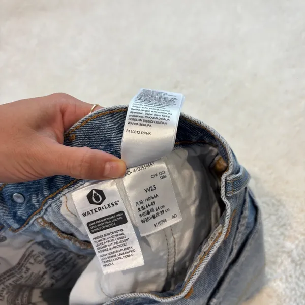 Levis 501 HR Cut Off Denim Shorts 25 Boho Festival Beach Indie Summer Resort - Image 5