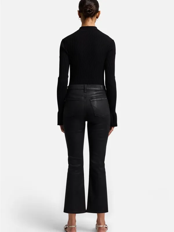 7 For All Mankind High-Waist Slim Kick Coated Jeans Black Sz 24 NWT - Image 2